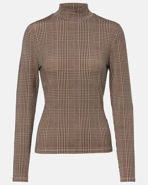 Veronica Beard Nate Houndstooth Jersey Top - Brown