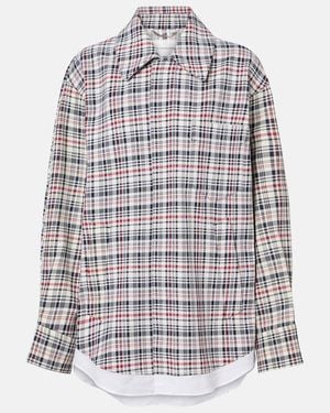Victoria Beckham Checked Oversized Cotton And Wool Jacket - White