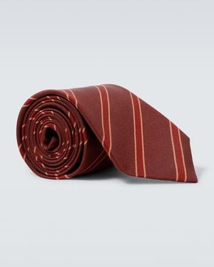 AURALEE Striped Silk Tie - Red
