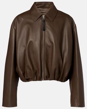 Loewe Draped Leather Jacket - Brown