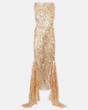 Maticevski Tiara Sequinned Asymmetric Gown - Natural