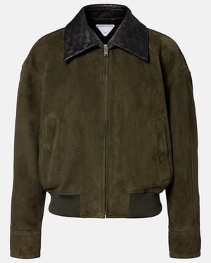 Bottega Veneta Intrecciato Suede Blouson Jacket - Green