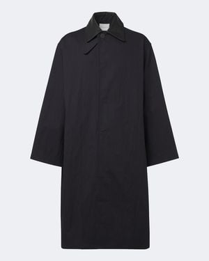 Studio Nicholson Revere Leather-Trimmed Cotton-Blend Trench Coat - Blue