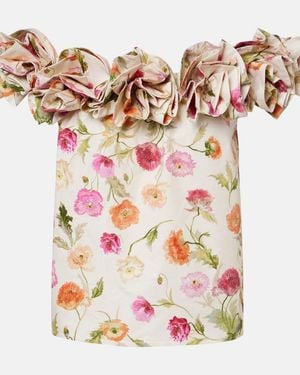Carolina Herrera Floral-Applique Off-Shoulder Cotton-Blend Top - White