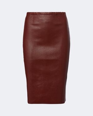 Stouls Gilda Leather Midi Skirt - Red