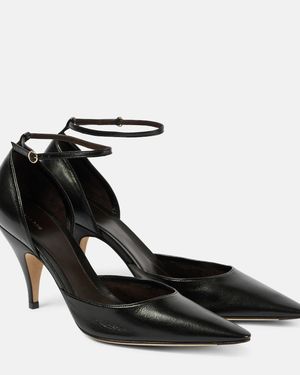The Row Liisa Leather Court Shoes - Black