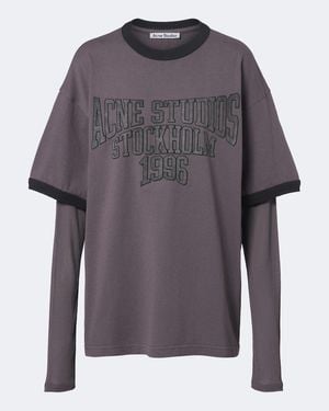 Acne Studios Layered Printed Cotton Jersey T-Shirt - Gray