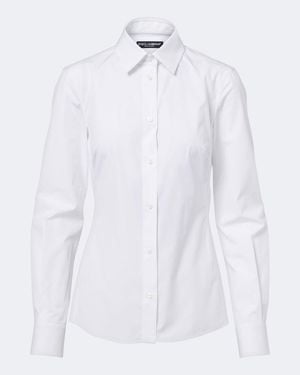 Dolce & Gabbana Camisa En Mezcla De Algodon - Blanco