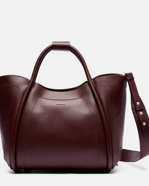 Max Mara Marin Medium Leather Tote Bag - Purple