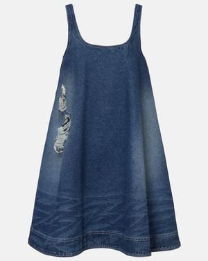 Simone Rocha Distressed Denim Minidress - Blue