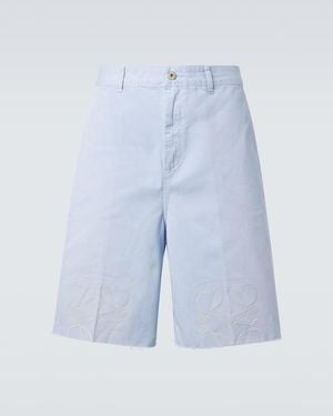 Loewe Paula's Ibiza Anagram Cotton Twill Bermuda Shorts - Blue