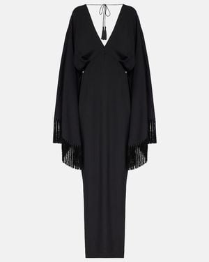 Taller Marmo Magnifique Fringed Crepe Gown - Black