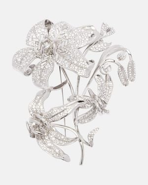Gucci Floral Crystal-Embellished Brooch - White
