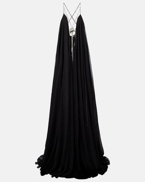 David Koma Embellished Chiffon Gown - Black