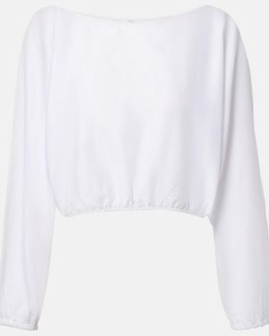 Leset Yoko Cotton Crop Top - White