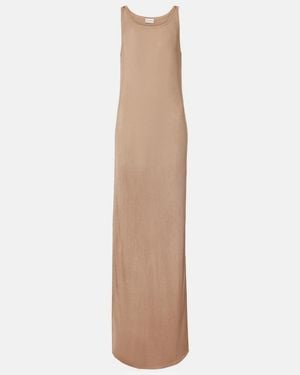 Saint Laurent Ribbed-Knit Maxi Dress - Natural