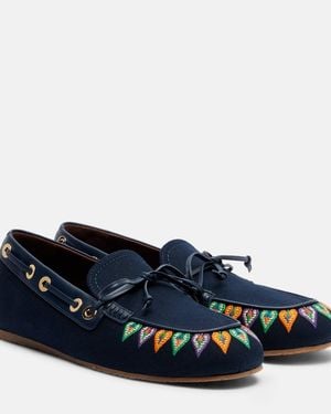 Etro Bestickte Segelschuhe Aus Canvas - Blau