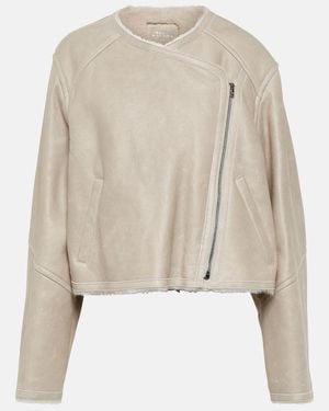 Isabel Marant Ostya Shearling-Lined Leather Jacket - Natural