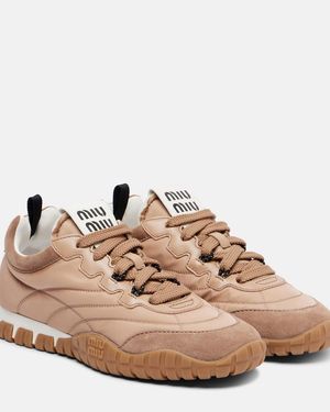 Miu Miu Suede-Trimmed Trainers - Pink