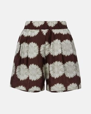 Asceno Zurich Printed Silk Twill Shorts - Brown