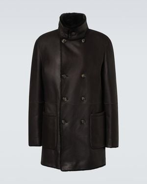 Giorgio Armani Wendbare Jacke Aus Leder Und Shearling - Schwarz