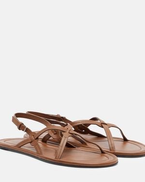 The Row Malick Strap Leather Sandals - Brown