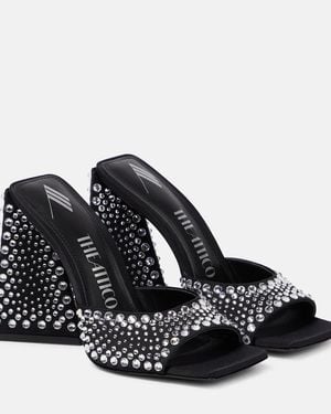 The Attico Devon Embellished Satin Mules - Black