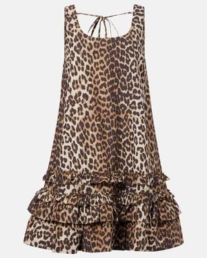 Ganni Dress With Animal Print - White