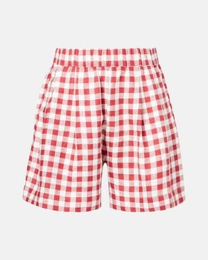 Asceno Gingham Linen Shorts - Red