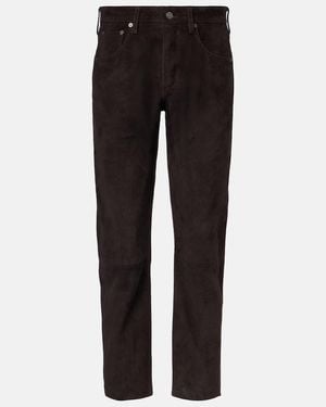 Citizens of Humanity Winslow Mid-Rise Suede Straight-Leg Trousers - Black