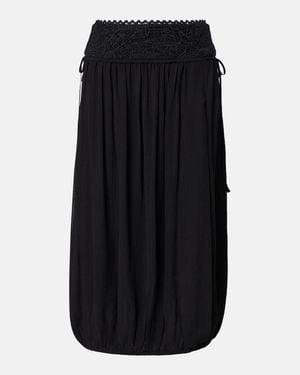 Isabel Marant Nilma Guipure Lace-Trimmed Silk Midi Skirt - Black