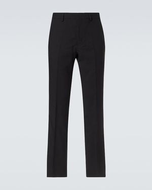Ami Paris Virgin Wool Gabardine Straight Trousers - Black
