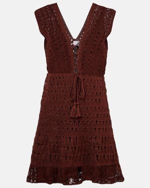 Anna Kosturova Jennifer Crochet Cotton Minidress - Red