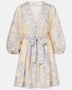 Zimmermann Minikleid Indra Aus Leinen - Natur
