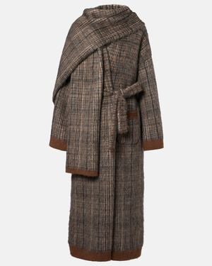 Brunello Cucinelli Cardigan De Mohair Y Lana A Cuadros - Marrón