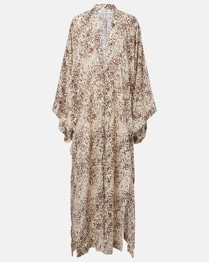 The Attico Leopard-Print Cotton Beach Cover-Up - Natural