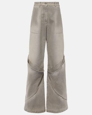 The Attico Low-Rise Wide-Leg Jeans - Grey