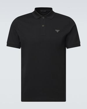 Prada Cotton Pique Polo Shirt - Black