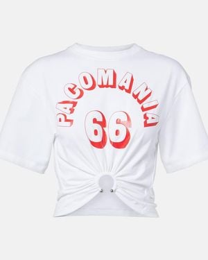 Rabanne Printed Cropped Cotton-Blend T-Shirt - White