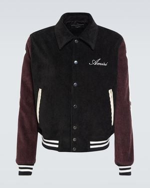 Amiri Corduroy Bones Varsity Jacket - Black