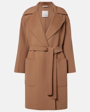 Max Mara Virgin Wool Wrap Coat - Brown