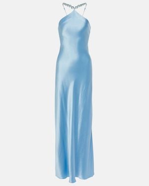 STAUD Robe Cadence Aus Satin - Blau