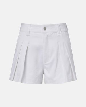FRAME The Structural Pleated Denim Shorts - White