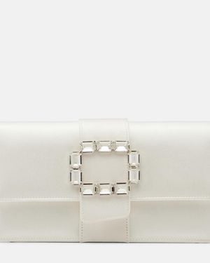 Manolo Blahnik Maycapjou Embellished Satin Clutch - Natural