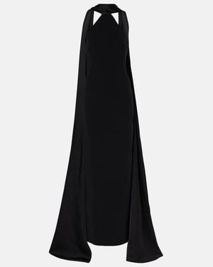 Solace London Ophelia Caped Satin-Trimmed Maxi Dress - Black