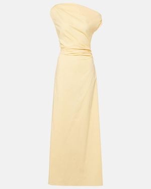 STAUD Phare One-Shoulder Cotton Maxi Dress - Metallic