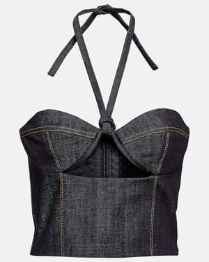 The Mannei Aspos Cutout Denim Bustier - Black