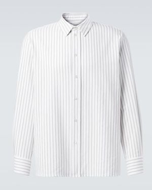 Saint Laurent Cassandre Striped Cotton Poplin Shirt - White
