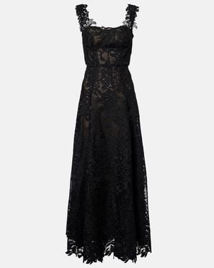 Oscar de la Renta Guipure Lace Bustier Gown - Black