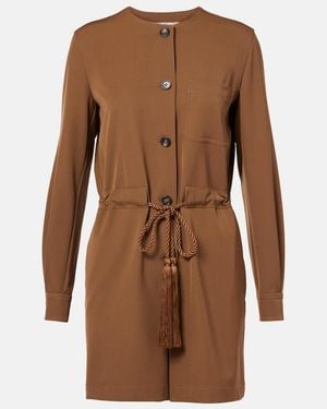 Max Mara Maine Belted Wool Gabardine Playsuit - Brown